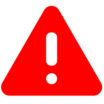 A triangle icon that shows danger on a clear background